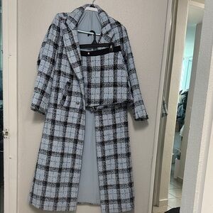 Plaid Coat and Skirt Set